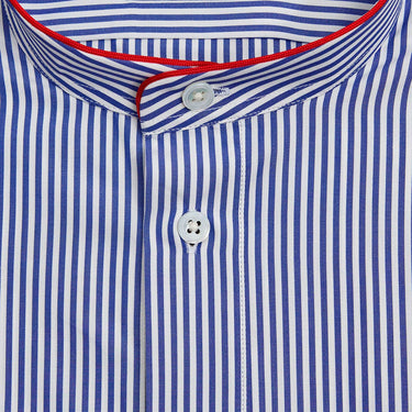 Navy Bengal Stripe Cotton Nightshirt with Red Piping
