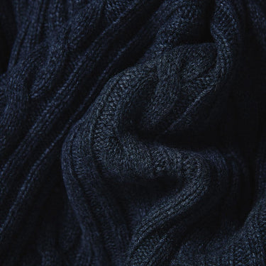 Navy Cable Knit Shawl Collar Cashmere Cardigan