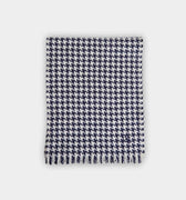 Navy Houndstooth Deluxe 4 - Ply Cashmere Scarf