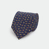 Navy & Orange Small Bean Printed Silk Tie
