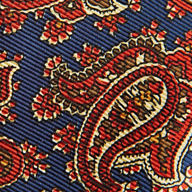 Navy Paisley Motif Printed Silk Tie
