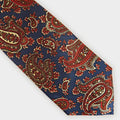 Navy Paisley Motif Printed Silk Tie