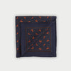 Navy Pheasant Motif Silk Blend Pocket Square