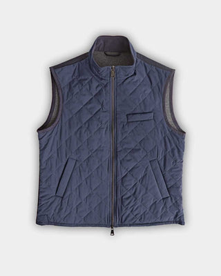 Navy Quilted Gilet With Navy Knitted Back