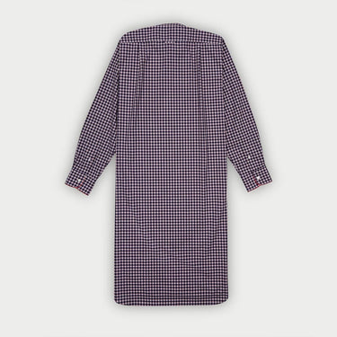 Navy & Red Check Cotton Nightshirt with Red Piping