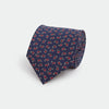 Navy & Red Small Bean Printed Silk Tie
