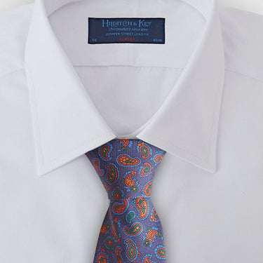 Navy & Red Small Paisley Motif Printed Silk Tie