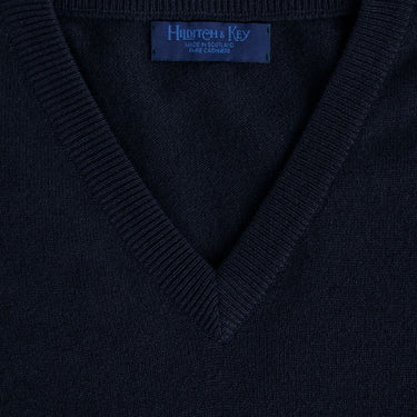 Navy, V - Neck, Cashmere Sweater