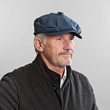 Navy Waxed Cotton Gatsby Cap