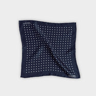 Navy & White Medium Spot Silk Pocket Square