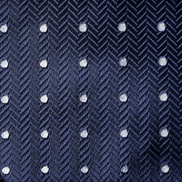 Navy & White Spot Herringbone Silk Tie
