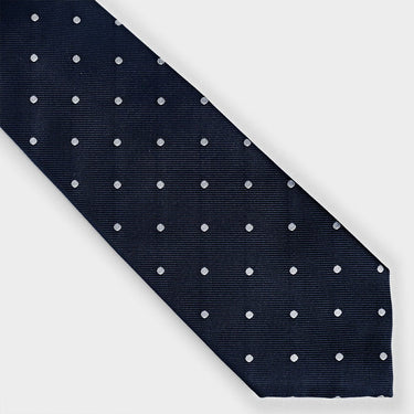 Navy & White Spot Silk Tie
