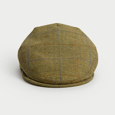 Olive Square Check Herringbone Wool Flat Cap
