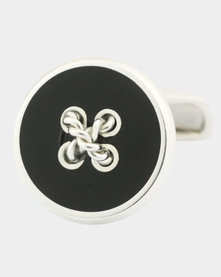Onyx Sterling Silver Button Cufflinks