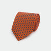 Orange & Blue Small Floral Motif Printed Silk Tie