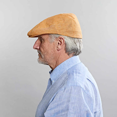 Orange Linen Flat Cap