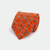 Orange Rabbit Motif Printed Silk Tie