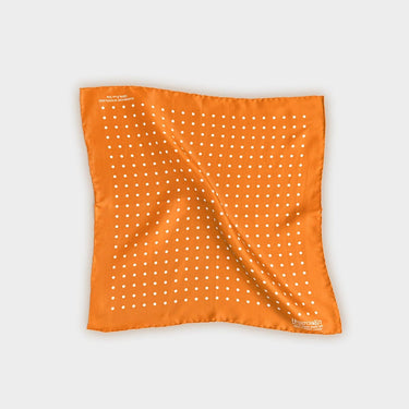 Orange & White Medium Spot Silk Pocket Square