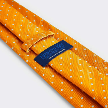 Orange & White Spot Herringbone Silk Tie