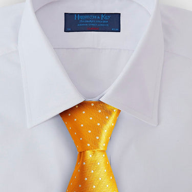 Orange & White Spot Herringbone Silk Tie