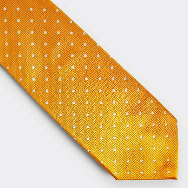Orange & White Spot Herringbone Silk Tie