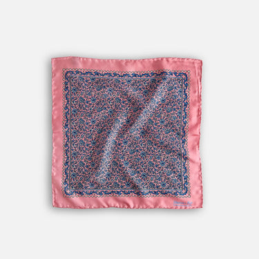 Pink Floral Silk Pocket Square