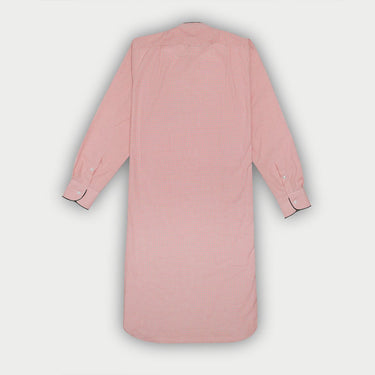 Pink Gingham Check Cotton Nightshirt with Navy Piping