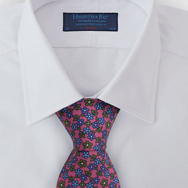 Pink, Green & Blue Floral Printed Silk Tie