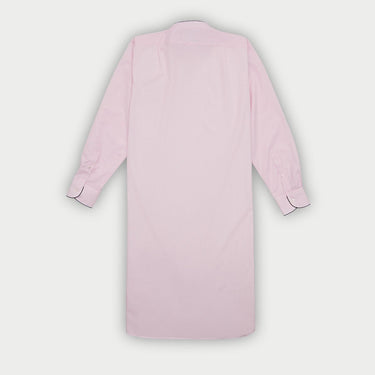 Pink Hairline Stripe Sea Island Quality Cotton Nightshirt with Navy Piping
