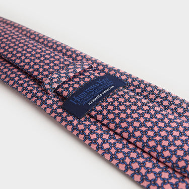 Pink Interlocking Links Printed Silk Tie