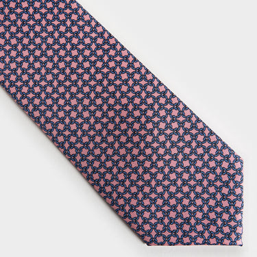 Pink Interlocking Links Printed Silk Tie