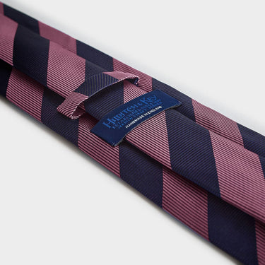 Pink & Navy Block Stripe Silk Tie