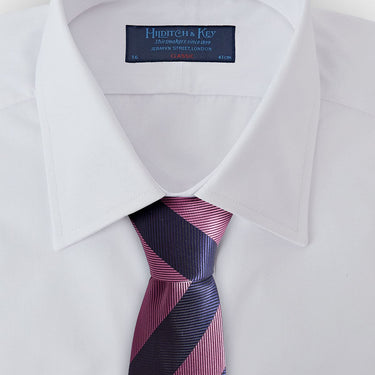 Pink & Navy Block Stripe Silk Tie