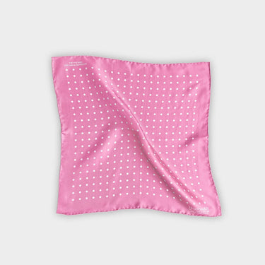 Pink & White Medium Spot Silk Pocket Square