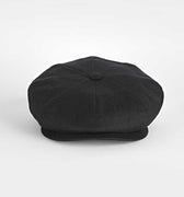 Plain Black Linen Gatsby Cap