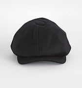 Plain Black Loden Wool Made In England Gatsby Cap
