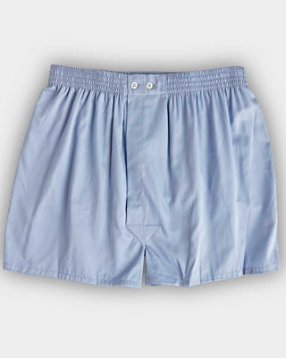 Plain Blue Cotton Poplin Boxer Shorts