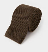 Plain Brown Knitted Cashmere Tie