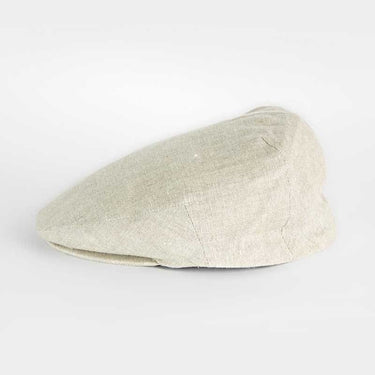 Plain Cream Linen Flat Cap