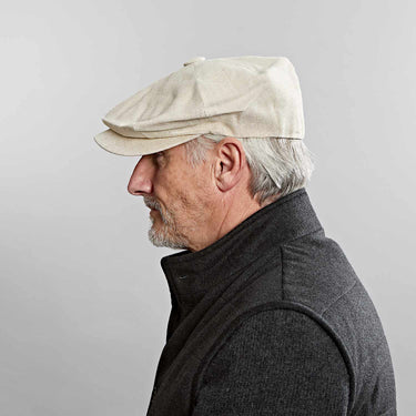 Plain Cream Linen Gatsby Cap