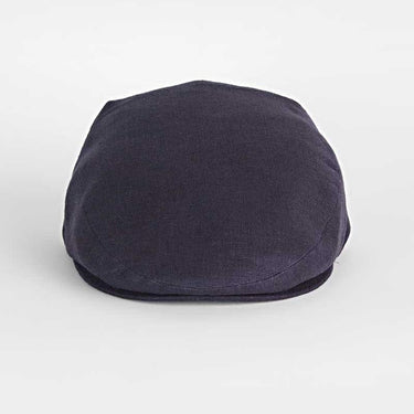 Plain Dark Navy 100% Linen Flat Cap