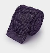 Plain Deep Purple Knitted Silk Tie