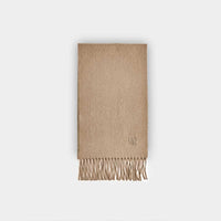 Plain Ecru Narrow Width Pure Cashmere Scarf