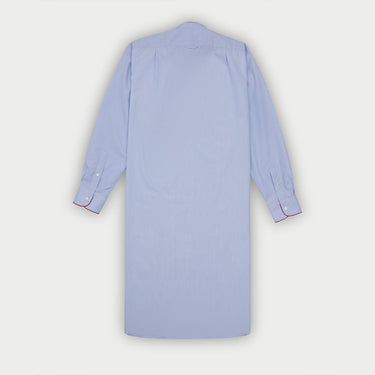 Plain Light Blue End - on - End Cotton Nightshirt with Red Piping