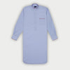 Plain Light Blue End - on - End Cotton Nightshirt with Red Piping