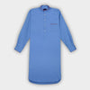 Plain Mid Blue Cotton Nightshirt with Red Piping
