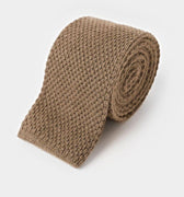 Plain Natural Knitted Cashmere Tie