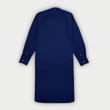 Plain Navy Oxford Cotton Nightshirt with Red Piping