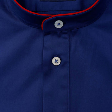 Plain Navy Oxford Cotton Nightshirt with Red Piping