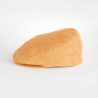 Plain Orange 100% Linen Flat Cap